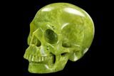 Realistic, Polished Jade (Nephrite) Skull #127586-2